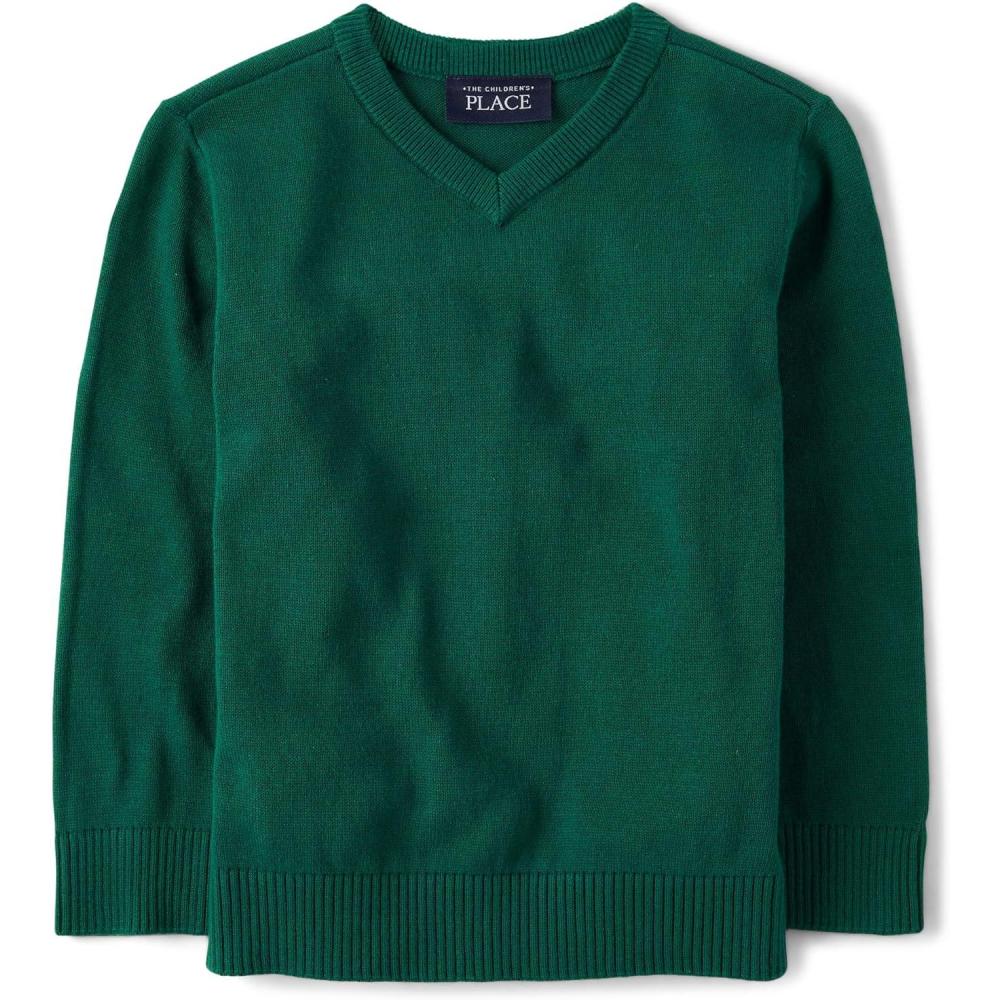 imageThe Childrens Place BabyBoys and Toddler Long Sleeve VNeck Pullover SweaterSpruceshad