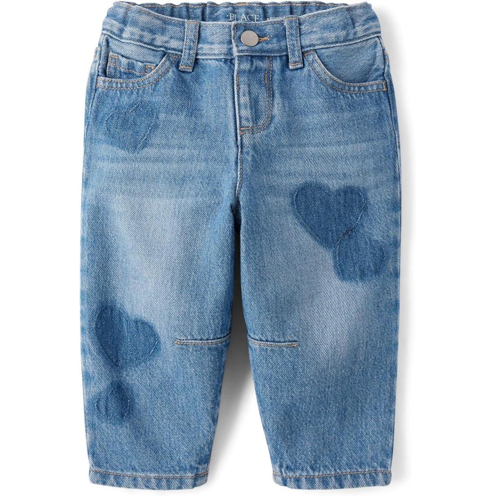 imageThe Childrens Place BabyGirls and Toddler Barrel Leg JeansPeak Wash Hearts