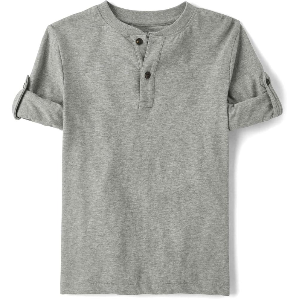 imageThe Childrens Place Boys Long Sleeve Rolled Cuff Henley ShirtSmoke Grey