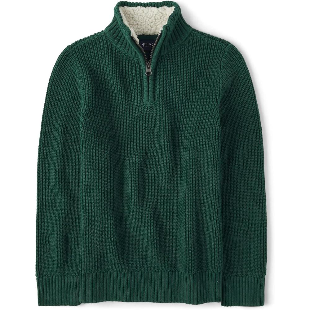 imageThe Childrens Place Boys Long Sleeve VNeck Pullover SweaterGreen