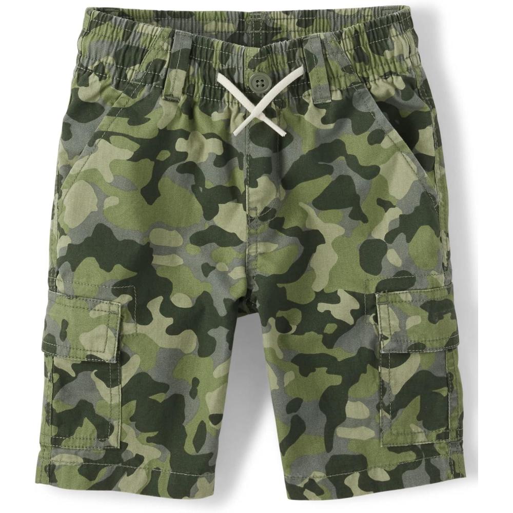 imageThe Childrens Place Boys Pull on Cargo ShortsGreen Camo