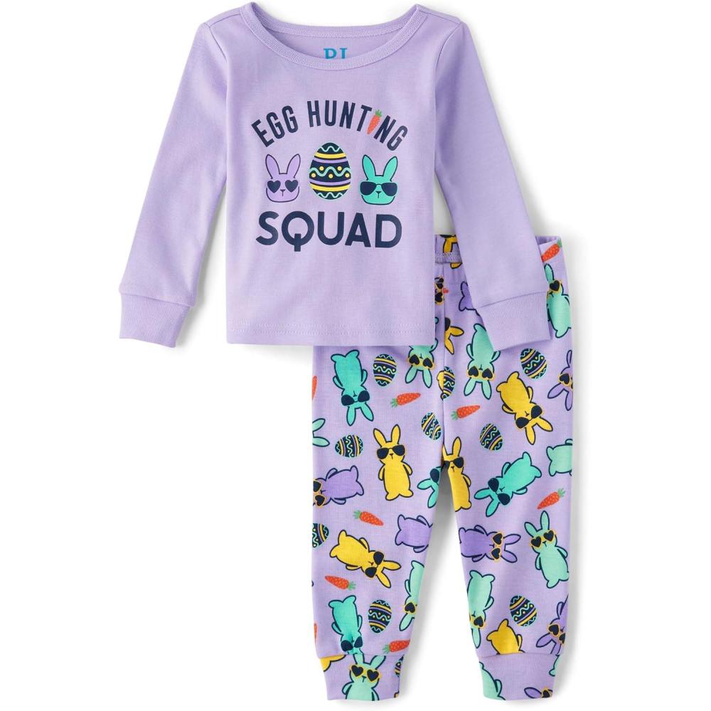 imageThe Childrens Place Easter Family Matching Snug Fit Cotton PajamasLavendar Egg Hunting Squad