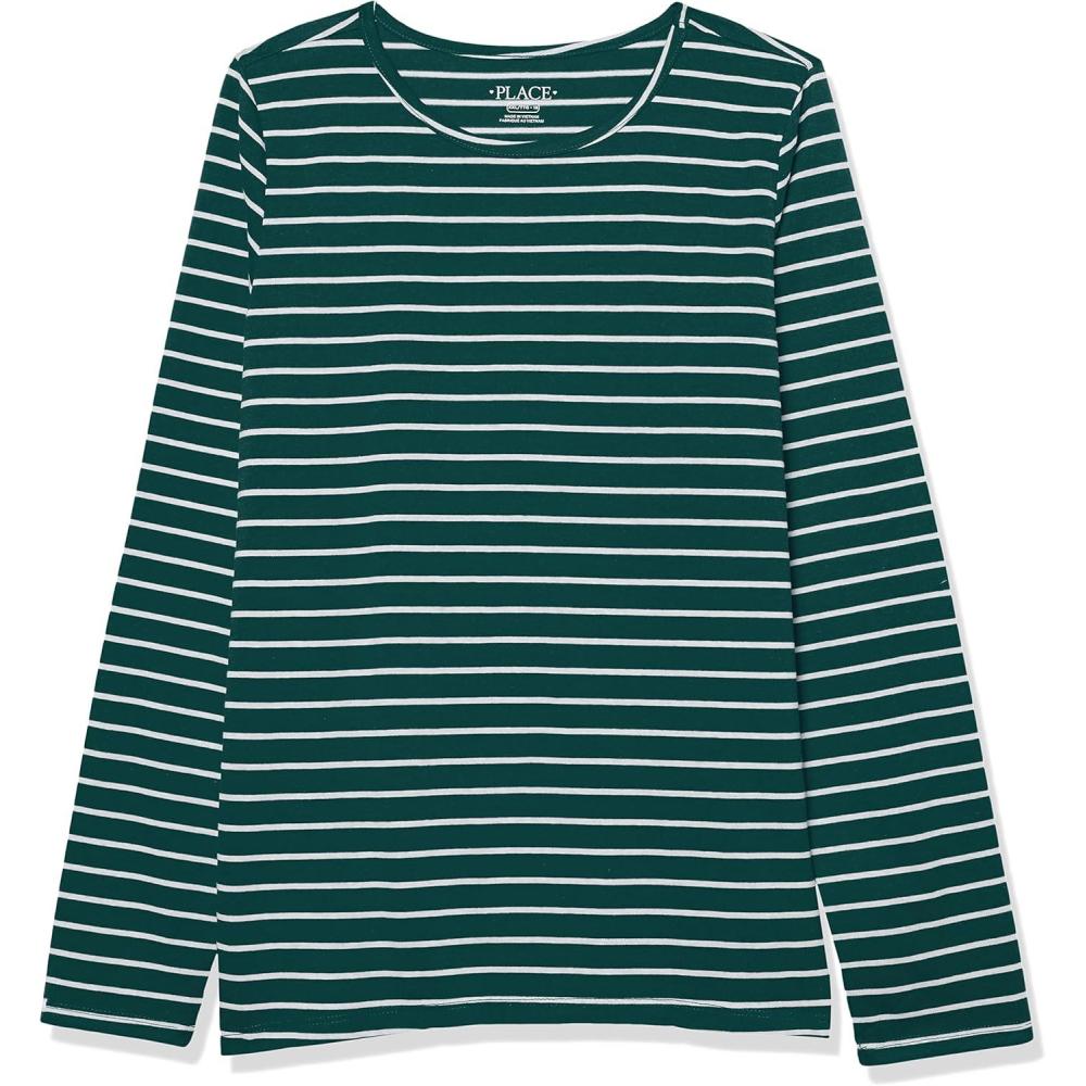imageThe Childrens Place Girls Basic Long Sleeve Layering TeesSpruceshad Stripes