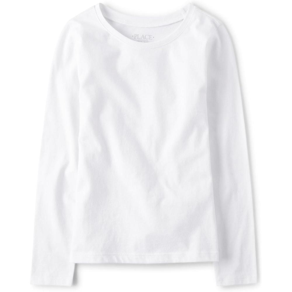 imageThe Childrens Place Girls Basic Long Sleeve Layering TeesWhite Single