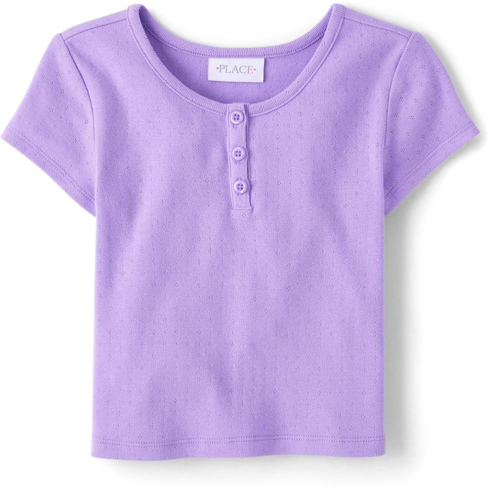 imageThe Childrens Place Girls Basic Short Sleeve Knit ShirtsDream Lilac