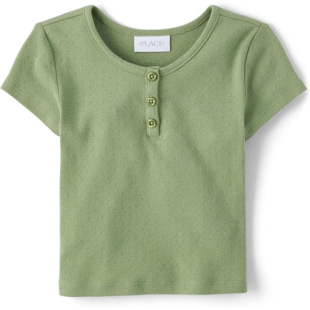 imageThe Childrens Place Girls Basic Short Sleeve Knit ShirtsMisty Glen