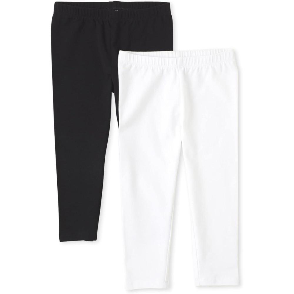 imageThe Childrens Place Girls Essential Capri LeggingsWhiteBlack 2pack