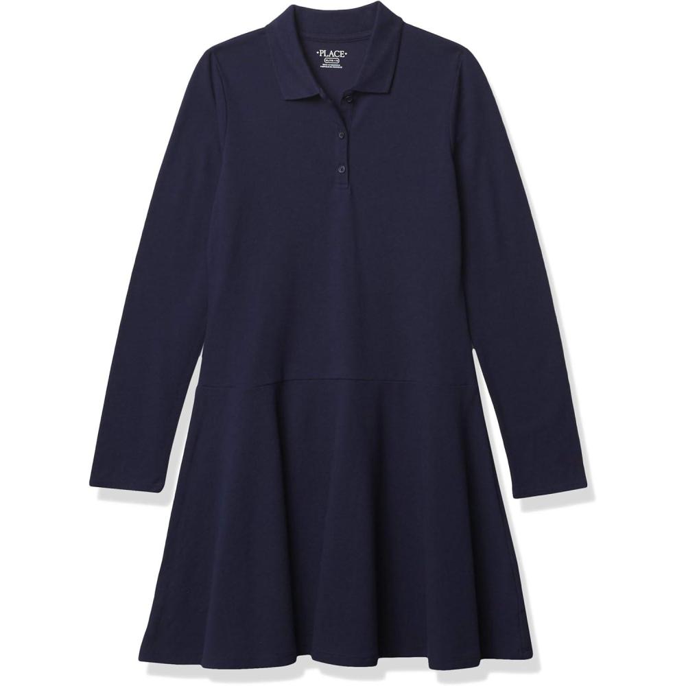 imageThe Childrens Place Girls Long Sleeve Polo DressDark Blue