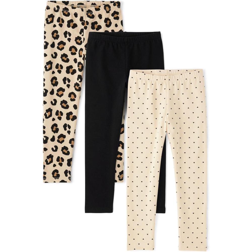 imageThe Childrens Place Girls Printed Leggings 2PackLeopardBlackWhite Dot 3pack