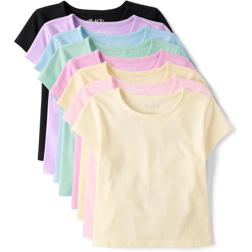 imageThe Childrens Place Girls Short Sleeve Layering Knit ShirtSpring Multi