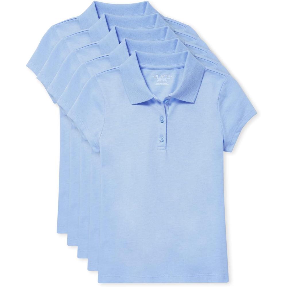 imageThe Childrens Place Girls Short Sleeve Pique Polo 5 PackDaybreak