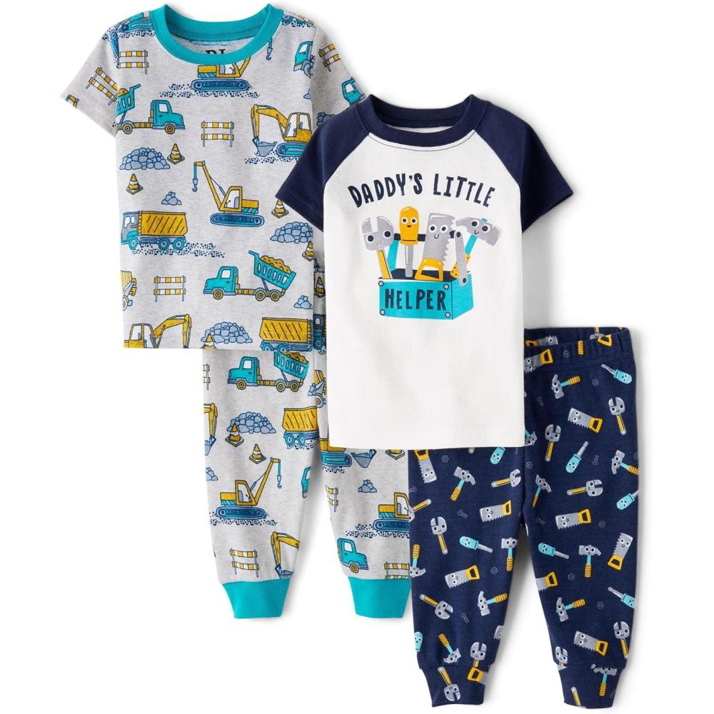 imageThe Childrens Place babyboys And Newborn 100 Cotton Short Sleeve Top and Pants 2 Piece Pajama SetTool Box
