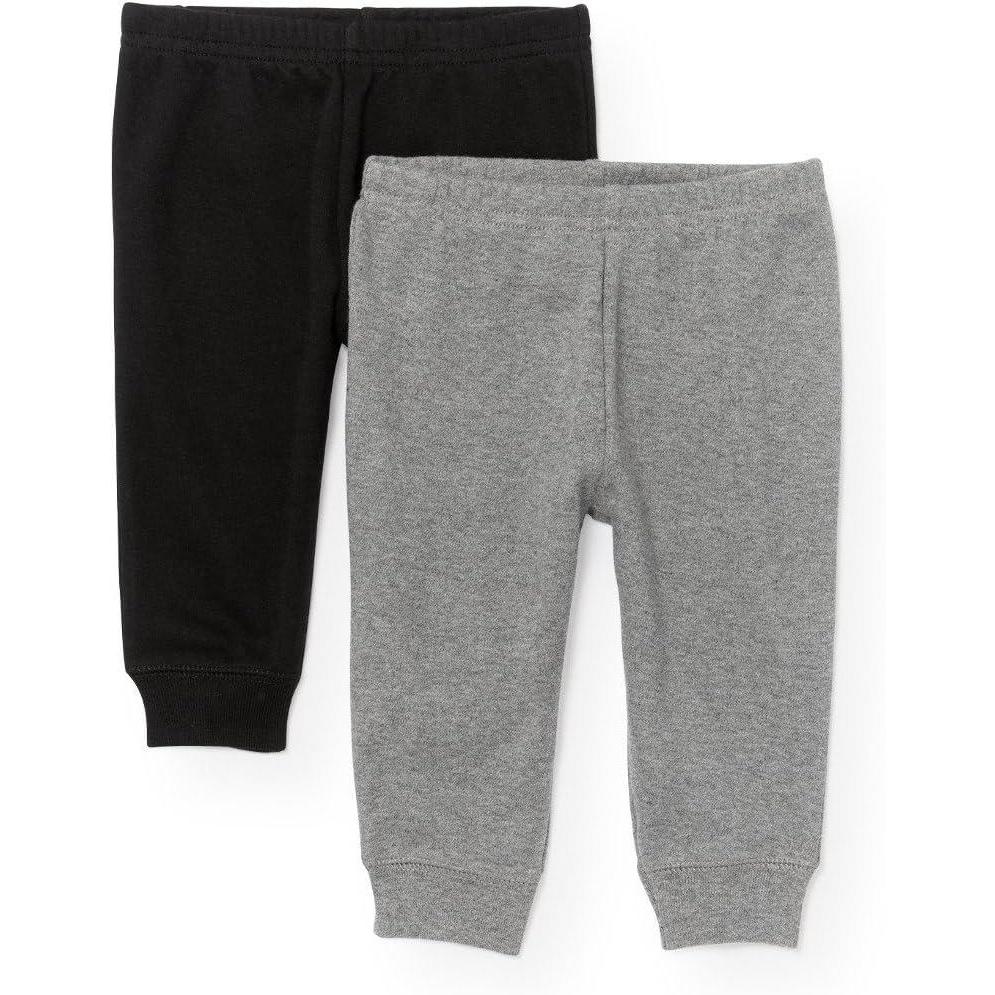imageThe Childrens Place babyboys Cotton PantsH GreyBlack 2 Pack