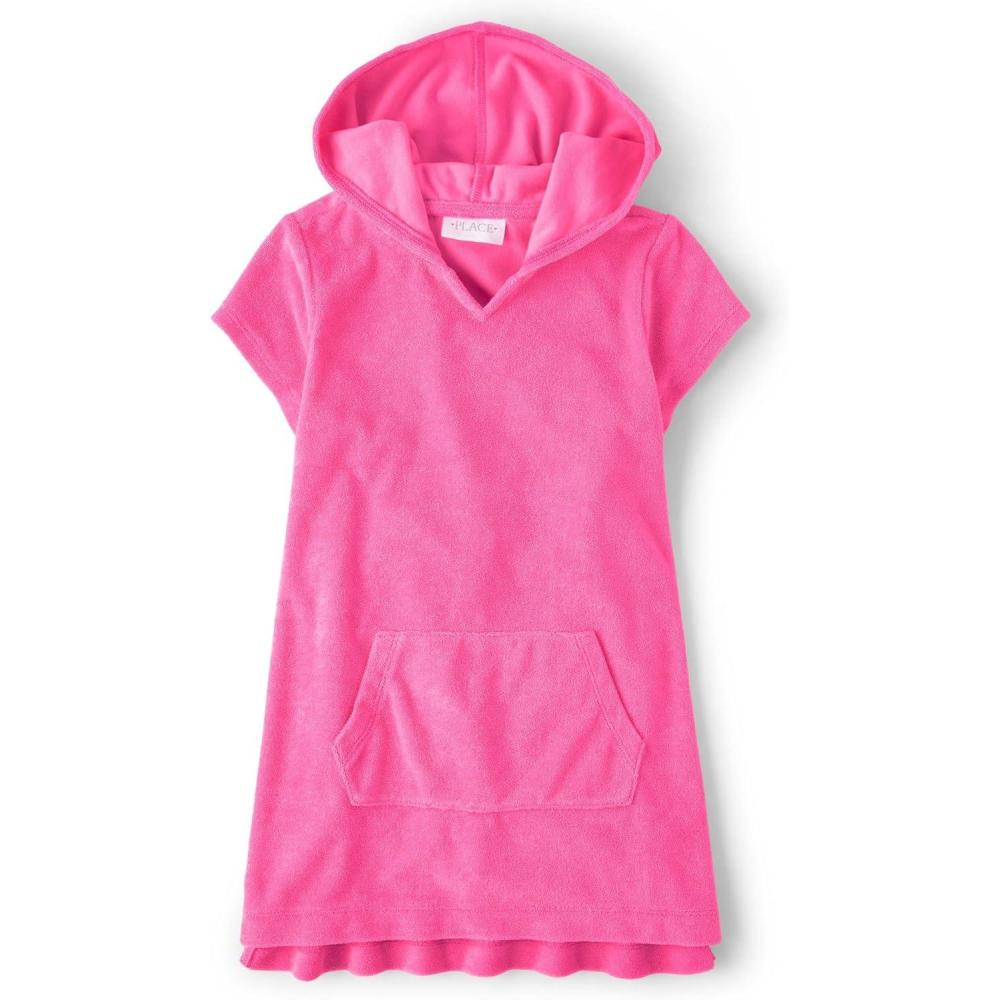 imageThe Childrens Place girls Hooded Swim CoverupsNeon Peony Terry