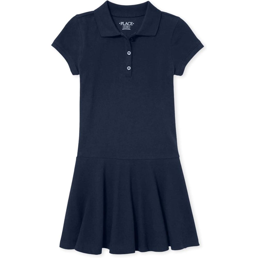 imageThe Childrens Place girls Short Sleeve Picque Polo Dress Tidal Single Small US