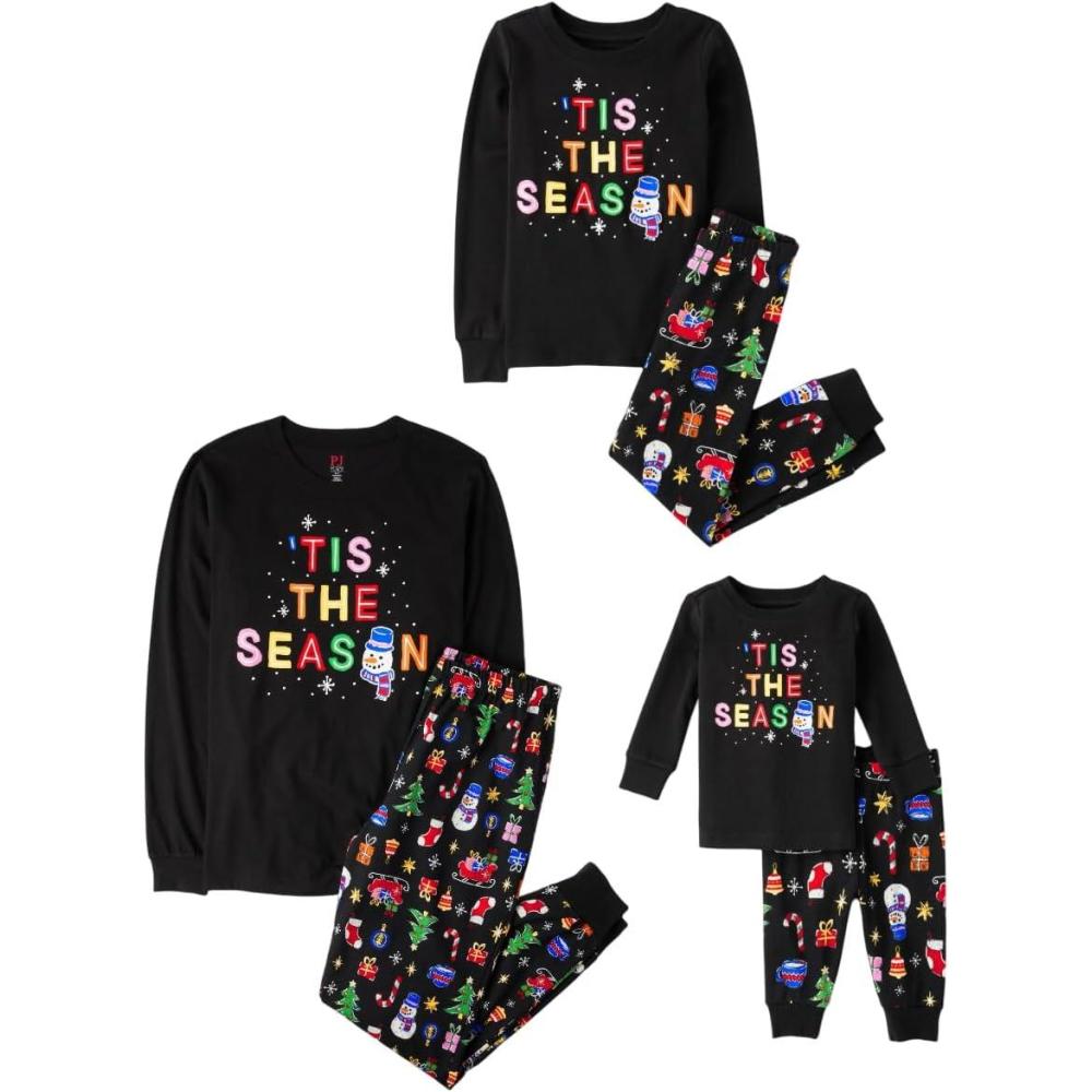imageThe Childrens Place unisexbaby Family Matching Christmas and Holiday Pajama Sets CottonBlack Glow