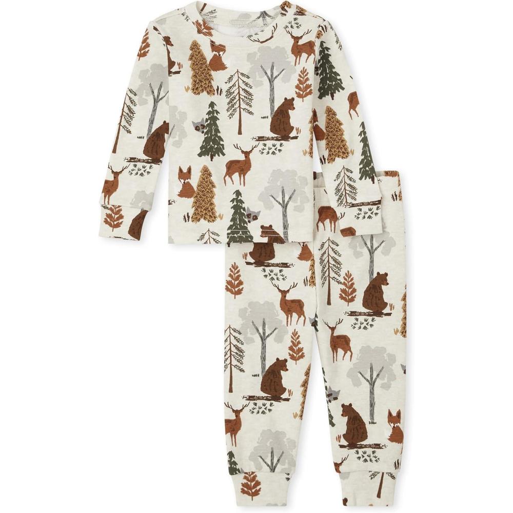 imageThe Childrens Place unisexbaby Family Matching Christmas and Holiday Pajama Sets CottonWoodland Allover