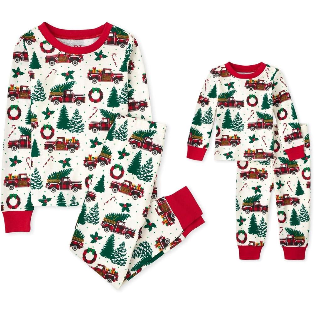 imageThe Childrens Place unisexbaby Family Matching Christmas and Holiday Pajama Sets CottonXmas Truck Allover