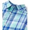 The Children’s Place Boys and Toddler Poplin Long Sleeve Button Down Shirt(Mellow Aqua Plaid)