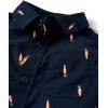 The Children’s Place Boys and Toddler Poplin Short Sleeve Button Down Shirt(Navy Carrots)