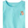 The Children’s Place Girls’ 100% Cotton Short Sleeve Top and Pants,2 Piece Pajama Set(Capybara Marine)