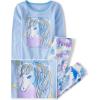 The Children’s Place Girls’ Long Sleeve Top and Pants Snug Fit(Blue Horse Tie Dye)