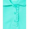 The Children’s Place Girl’s Short Sleeve Ruffle Pique Polo Shirt(Seafrost)