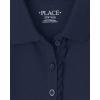 The Children’s Place Girls’ Uniform Long Sleeve Ruffle Pique Polo(Tidal)
