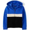 Active Long Sleeve Hooded Full Zip Front Sweatshirt(Cool Cobalt Colorblock)