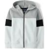 Active Long Sleeve Hooded Full Zip Front Sweatshirt(Icicle Colorblock)