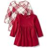 The Children’s Place Baby Girls’ Long Sleeve Everday Casual Dress Bodysuit(Red/White Plaid)
