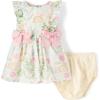 The Children’s Place Baby-Girls and Newborn Casual Short Sleeve Dress with Diaper Cover(White Daisy Bunny)