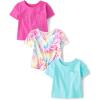 The Children’s Place Baby-Girls and Toddler Short Sleeve Everyday Casual Knit Shirt(Tie Dye/Pink/Teal 3-pack)