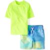 The Children’s Place Boys Short Sleeve Rashguard and Swim Trunk, 2-Piece Set(Bubbly Blue)