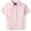 The Children’s Place Boys and Toddler Poplin Short Sleeve Button Down Shirt(Pink Stripes)