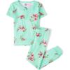 The Children’s Place Girls’ 100% Cotton Short Sleeve Top and Pants,2 Piece Pajama Set(Mint Floral)
