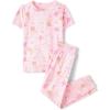 The Children’s Place Girls’ 100% Cotton Short Sleeve Top and Pants,2 Piece Pajama Set(Spring Pink)