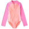 The Children’s Place Girls Long Sleeve Half Zip One Piece Rashguard Swimsuit(Pink Abalone)