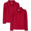 The Children’s Place Girls’ Long Sleeve Pique Polo 2 Pack(Ruby 2-pack)