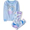 The Children’s Place Girls’ Long Sleeve Top and Pants Snug Fit(Blue Horse Tie Dye)