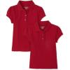 The Children’s Place Girls Short Sleeve Ruffle Pique Polo, 2 Pack(Ruby)