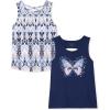 The Children’s Place Girls’ Sleeveless Graphic Tank Tops(Milky Way 2-pack)