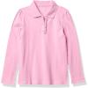 The Children’s Place Girls’ Uniform Long Sleeve Ruffle Pique Polo(Sparkle Pink Single)