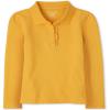 The Children’s Place Girls’ Uniform Long Sleeve Ruffle Pique Polo(Yellow Pencil Single)