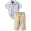 The Children’s Place baby-boys And Newborn Short Sleeve Top and Pants,2-piece Outfit Set(Rainbow Plaid)