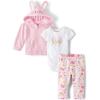 The Children’s Place baby-girls And Newborn Easter Bunny 3-piece Set Zip Up Hoodie, Short Sleeve Bodysuit, and Pant(Pink Bunny Set)