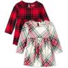 The Children’s Place baby-girls Long Sleeve 100% Cotton Onesie Bodysuits(Red Plaid/White Stripe)