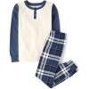 The Children’s Place boys 100% Cotton Long Sleeve Top and Pants, 2 Piece Pajama Set(Tidal Plaid)