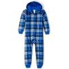 The Children’s Place boys Long Sleeve Fleece Hooded Zip Front One Piece Pajamas(Tidal Plaid)
