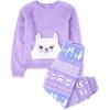 The Children’s Place girls Long Sleeve Top and Bottoms Cozy Fleece 2 Piece Pajama Set(Purple Llama)